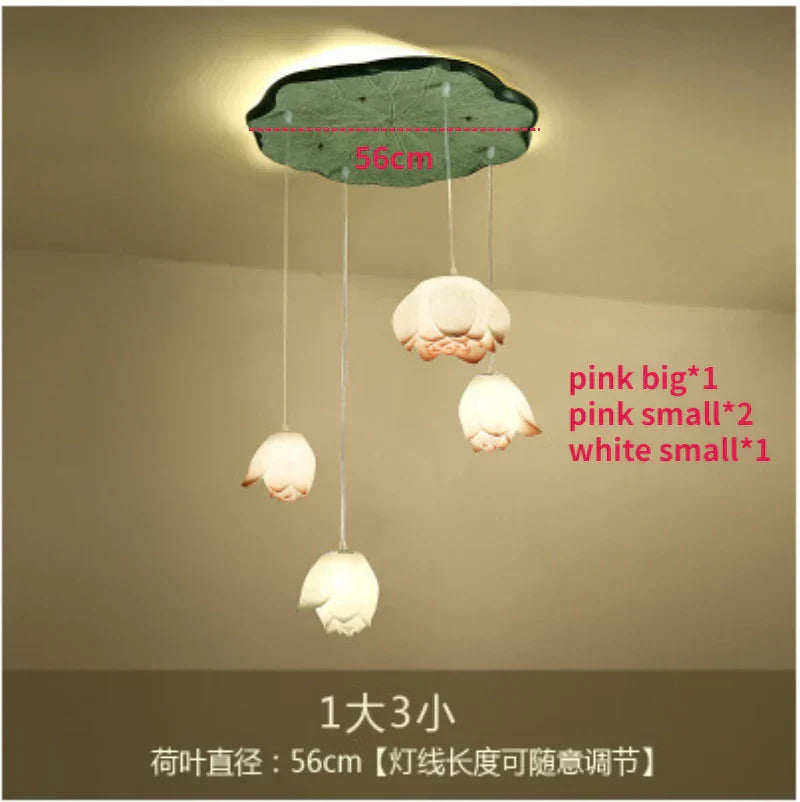 DecorBites™ Lotus Glass Pendant Lamp: Elegant Pink Lotus Lighting for Home Decor