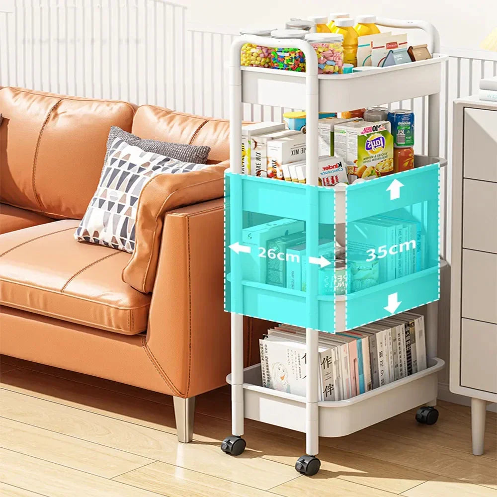 DecorBites™ Kitchen Storage Cart Rolling Utility Organizer Rack Shelf Trolley Cart