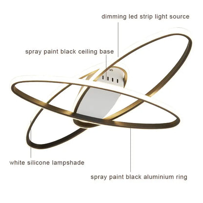 DecorBites™ Black LED Chandelier Ceiling Light Remote Control Fixture for Living Room, Bedroom & Kitchen