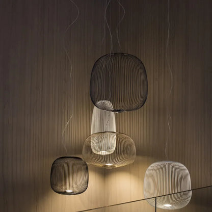 DecorBites™ Gold Cage LED Pendant Lamp Spokes Chandelier