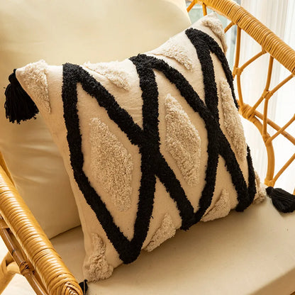 DecorBites™ Geometric Chenille Embroidered Pillow Covers Boho Moroccan Style Decor