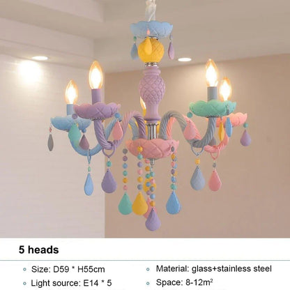 DecorBites™ Crystal Chandelier Modern Macaron Color Children Room Luminaire