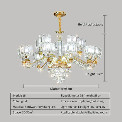DecorBites™ Crystal Chandelier: Elegant European Garden Lamp for Living Room, Bedroom