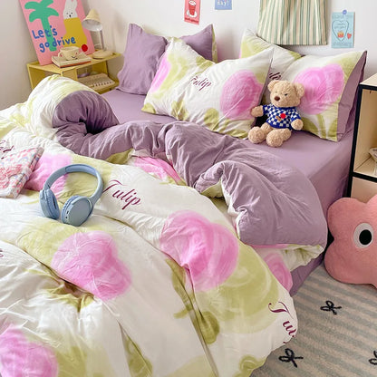 DecorBites™ Cartoon Pattern Cotton Bed Sets Quilt Cover Sheet Pillowcase Bedclothes