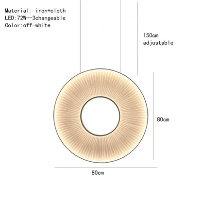 DecorBites™ Dix Heures Round Fabric LED Pendant Light for Parlor, Hotel, and Dining Room