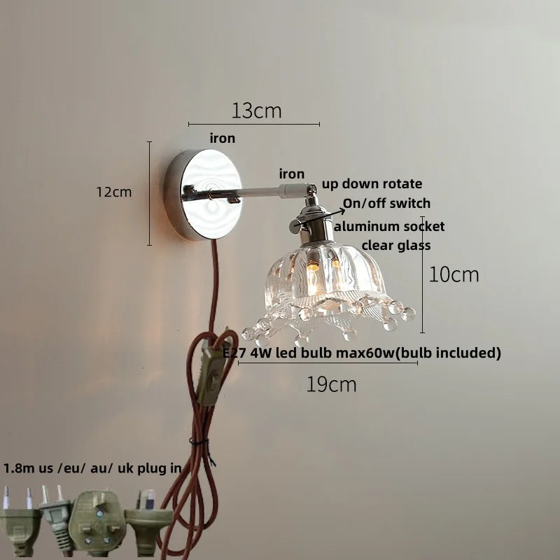 DecorBites™ LED Glass Wall Light Fixture Modern Rotate Bedside Lamp Wandlamp