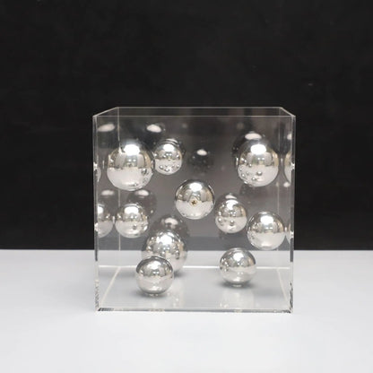 DecorBites™ Abstract Metal Ball Artworks in Transparent Acrylic Container Boxes