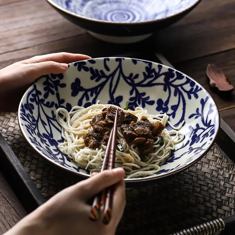 DecorBites™ 9.5" Ceramic Japanese Ramen Bowl Large Soup Salad Rice Microwave Dinnerware
