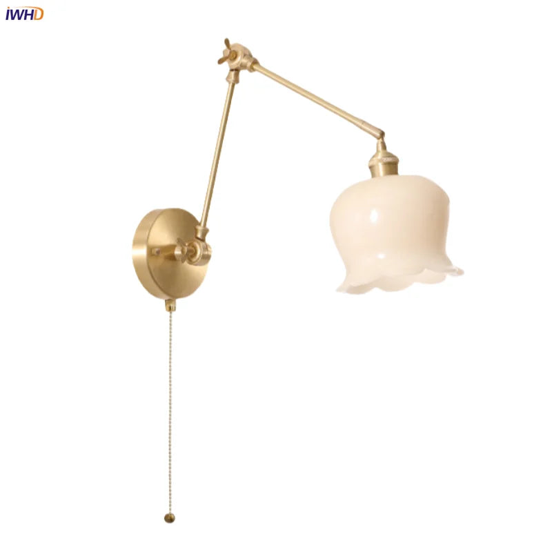 DecorBites™ Cream Resin LED Wall Lights with Pull Chain Switch - Vintage Copper Bedside Lamp
