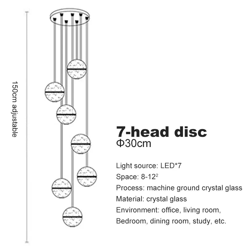 DecorBites™ Crystal Ceiling Chandelier for Staircase & Hallway, Elegant Long Cable Pendant Light