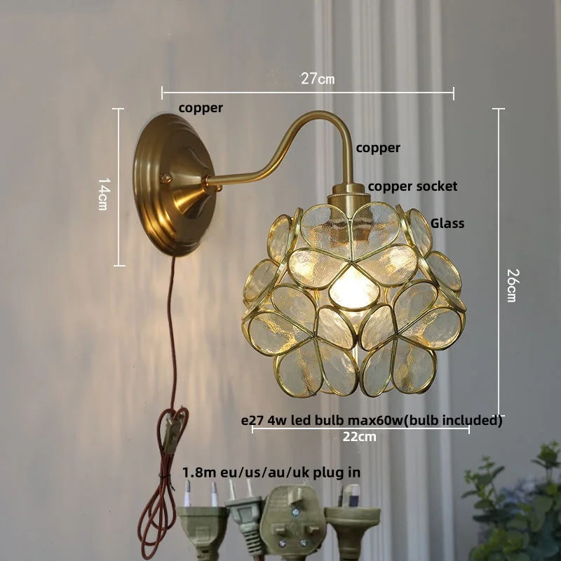 DecorBites™ Amber Flower Glass LED Wall Sconce for Living Room, Cafe, Bathroom Vanity