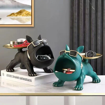 DecorBites™ Bulldog Remote Control Storage: Office & Living Room Decor Ornament