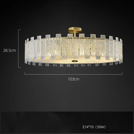 DecorBites™ Art Deco Golden Copper Glass Chandelier LED Lighting Fixture