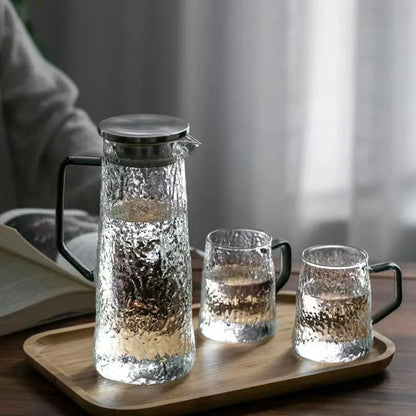 DecorBites™ Gray Amber Water Pitcher with Handle: Large-capacity Heat-resistant Tea Pot & Juice Jug