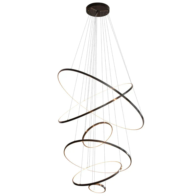 DecorBites™ Copper Circle Chandelier: Modern Minimalist Luxury for Living Room, Restaurant, Villa Staircase