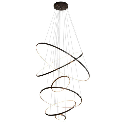 DecorBites™ Copper Circle Chandelier: Modern Minimalist Luxury for Living Room, Restaurant, Villa Staircase