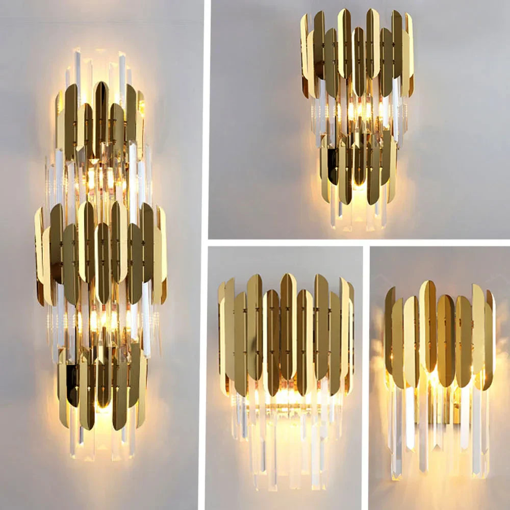 ™ Gold Crystal LED Wall Lamp for Elegant Home Lighting