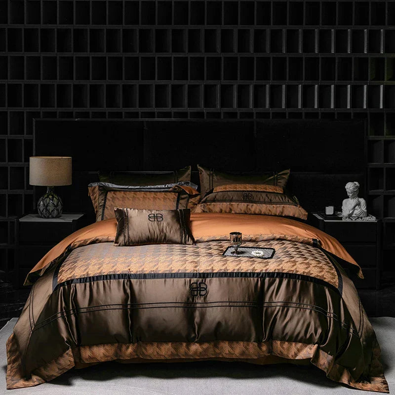 ™ Luxe Brocade Jacquard Bedding Set with Egyptian Cotton & Embroidery