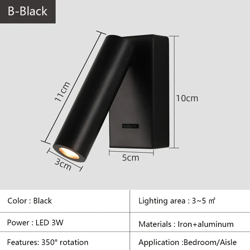 DecorBites™ Bedroom Wall Lamp Surface Spotlight Indoor Reading Sconce Lights