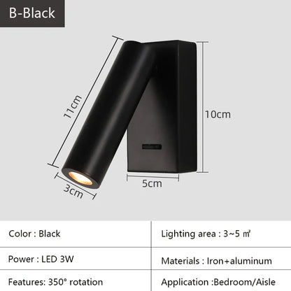 DecorBites™ Bedroom Wall Lamp Surface Spotlight Indoor Reading Sconce Lights