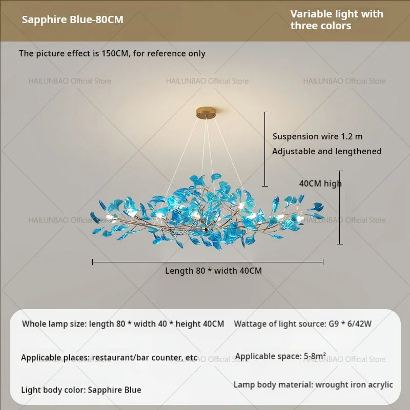 DecorBites™ Gingko Leaf Chandelier: Modern Luxury Art Decor for Home, Restaurant & Bar