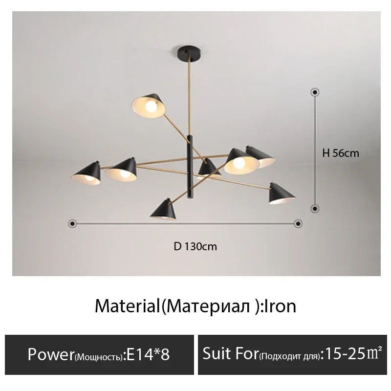 DecorBites™ Cone Shade Chandelier: Minimalist Nordic Design for Living and Dining Rooms