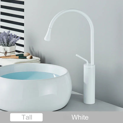 DecorBites™ Gold Tall Basin Faucet, 360 Swivel Waterfall Mixer for Bathroom Washbasin