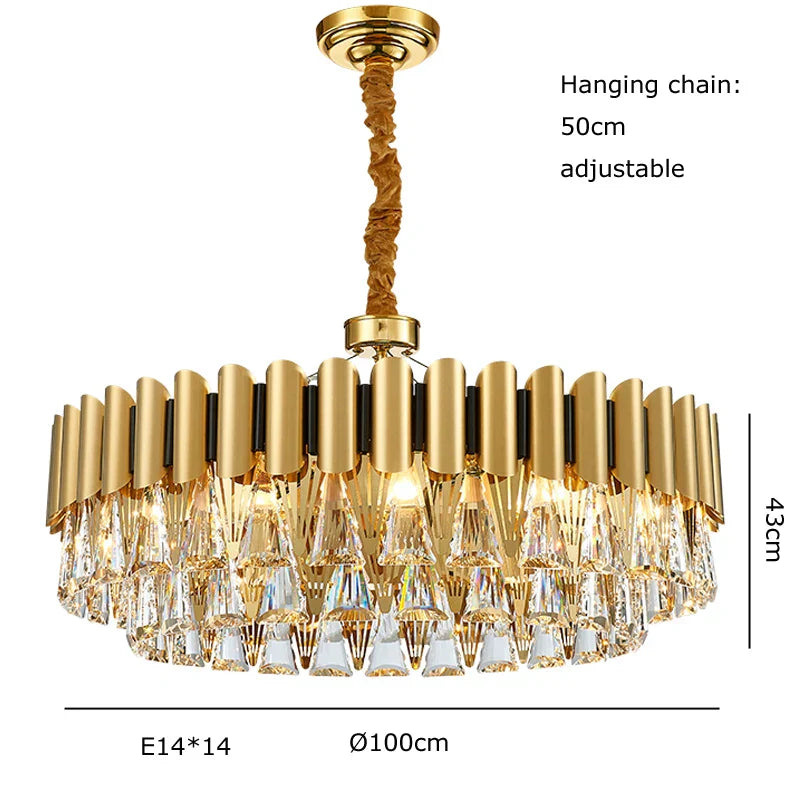 DecorBites™ Gold Crystal Chandelier Lights LED Nordic Classic Living Room Lamparas
