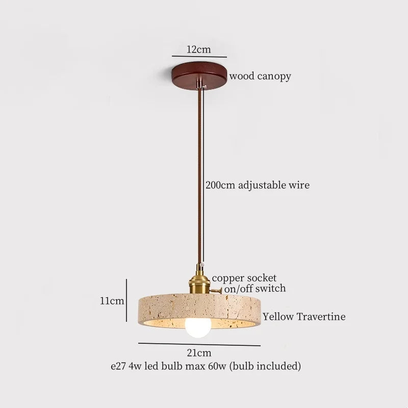 DecorBites™ Columnar Stone LED Pendant Lamp - Yellow Travertine - Nordic Minimalism