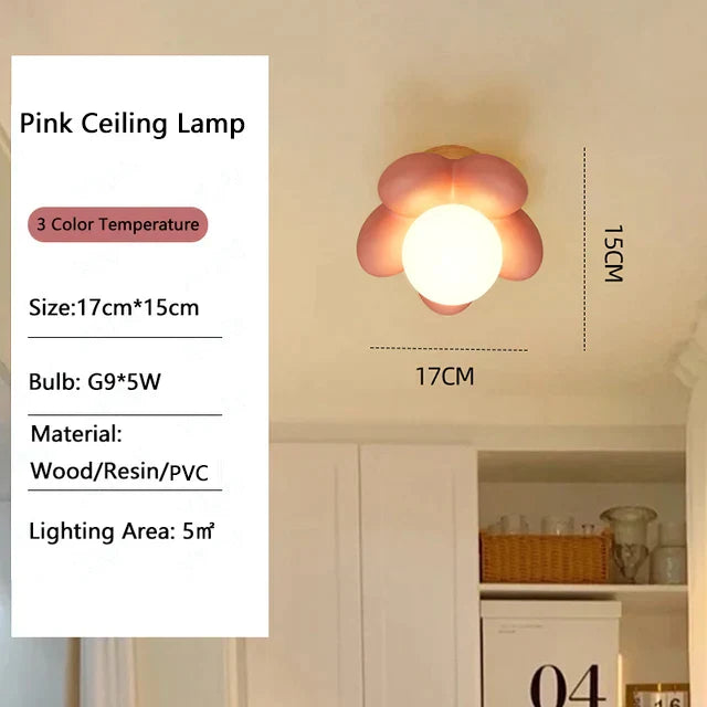 DecorBites™ Kids Flower Resin Wall Lamp LED G9 Bulb White Pink Creative Bedroom Decor
