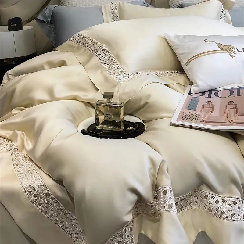 DecorBites™ Eucalyptus Fiber Hollow Wide Edge Bedding Set - Soft, Silky, & Breathable
