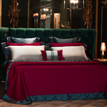 DecorBites™ 200S Egyptian Cotton Embroidery Bedding Set: Queen King Linens, Duvet Cover, Sheets