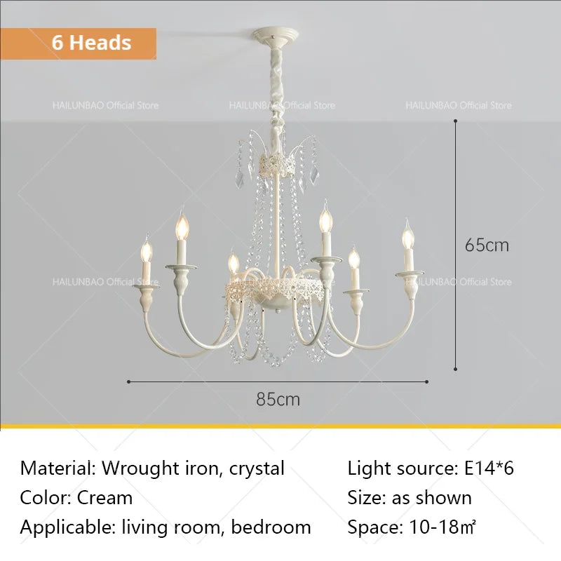 DecorBites™ French Light Luxury Living Room Chandelier American Atmosphere Candle Lamp