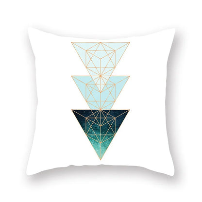 DecorBites™ Geometric Leaf Flower Pillowcase Teal Blue Sofa Car Home Decor Throw Cover