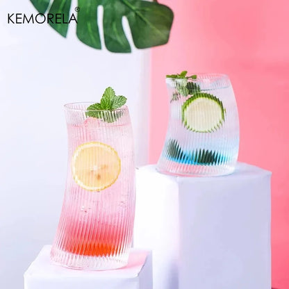 DecorBites™ 450ml/300ml Sail-Shaped Glass Cups | Elegant Glassware for Tea, Juice
