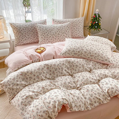 DecorBites™ Cartoon Heart Plant Floral Print 3Pcs Set (Duvet Cover + Pillowcases)