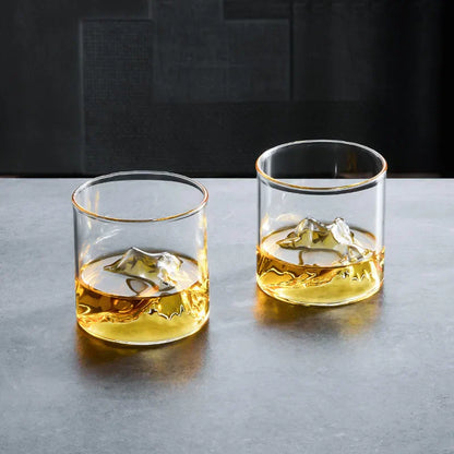 DecorBites™ Glacier Wine Cup: Japanese Style Whisky Glass with Fuji Artwork