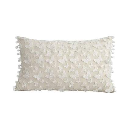 DecorBites™ 3D Plum Blossom Butterfly Cushion Cover Cotton Linen Decorative Case