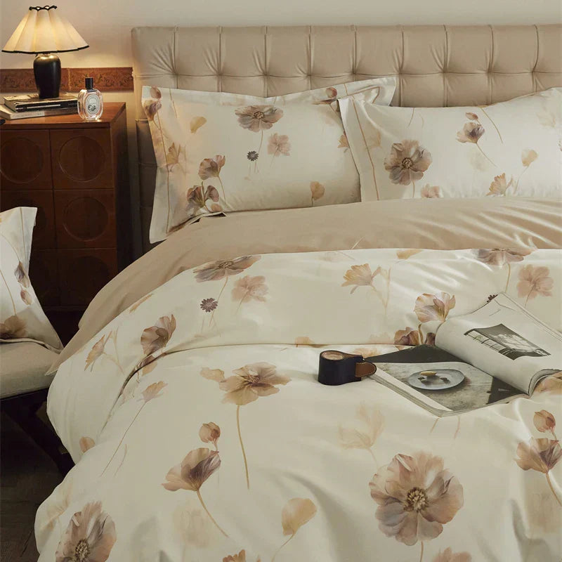 DecorBites™ Butterfly Blooming Flowers Print 100% Egyptian Cotton Bedding Set