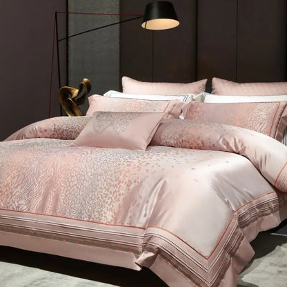DecorBites™ Leopard Print Jacquard 1000TC Egyptian Cotton Bedding Set