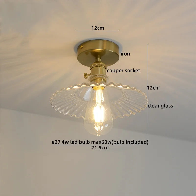 DecorBites™ Green Glass LED Ceiling Light Modern Iron Copper Lampara Techo for Home Decor