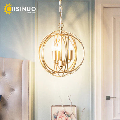 DecorBites™ Gold Globe Chandelier Pendant Light for Living Room & Dining Room