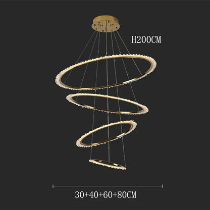 DecorBites™ Crystal Chandelier Stair Pendant Lamp for Modern Home Decoration & Living Room Lighting