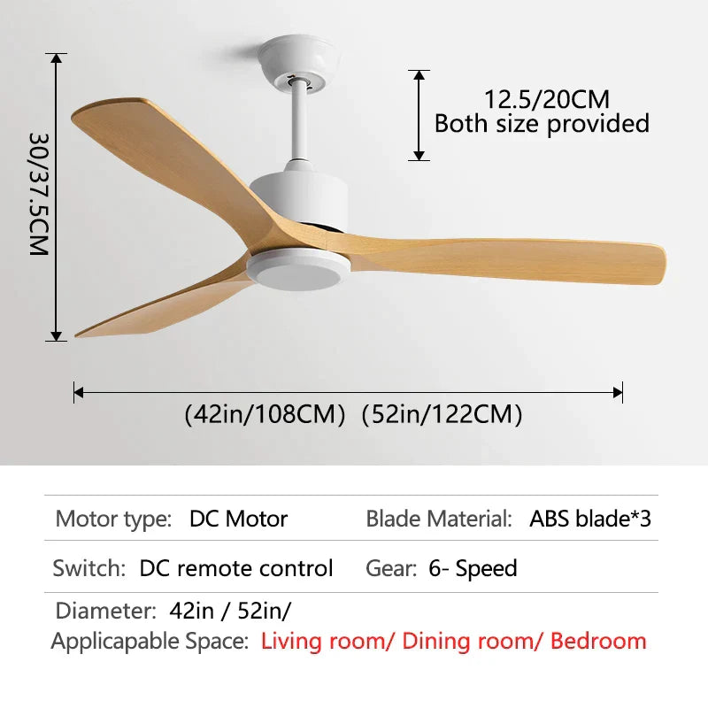 DecorBites™ Black Industrial Ceiling Fan 52Inch DC Powerful Airflow Living Room Office Commercial