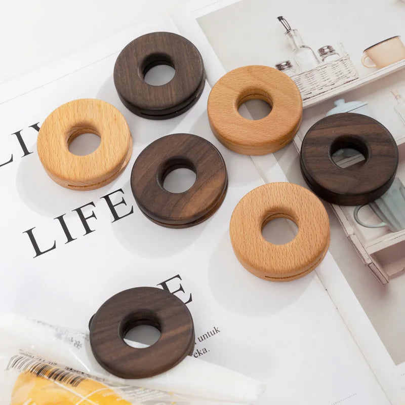 DecorBites™ Black Walnut Donuts Bag Clip: Wooden Sealing Clips for Stylish Kitchen Organization