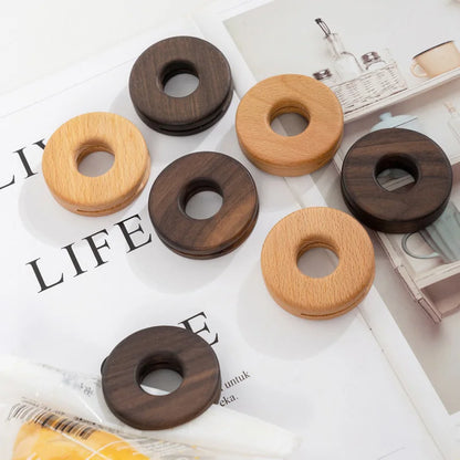 DecorBites™ Black Walnut Donuts Bag Clip: Wooden Sealing Clips for Stylish Kitchen Organization