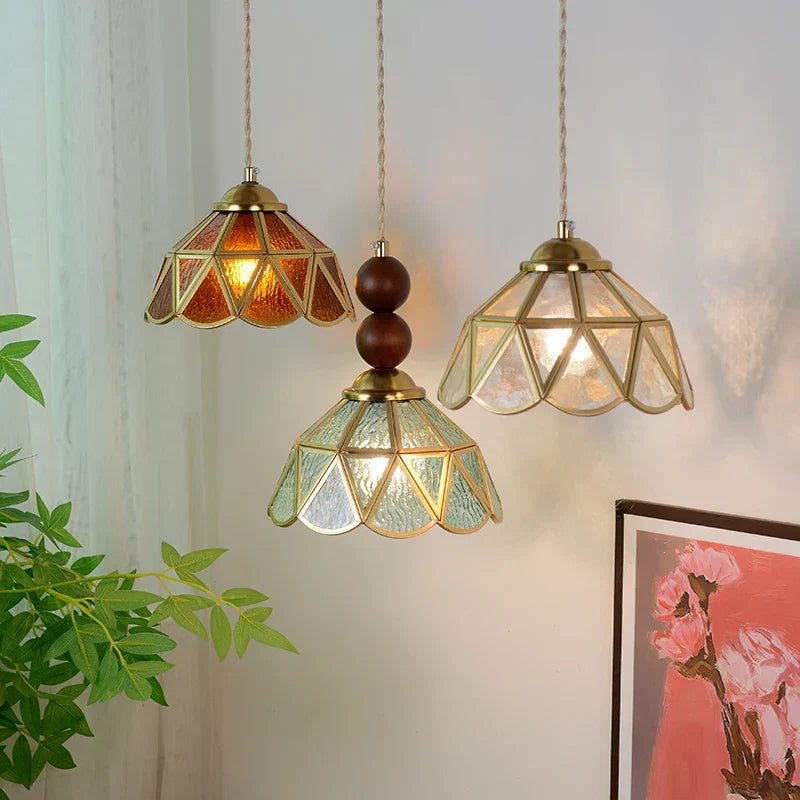 DecorBites™ Blue Glass LED Pendant Light: Modern Nordic Tiffany Hanging Lamp for Bedroom & Dining Room