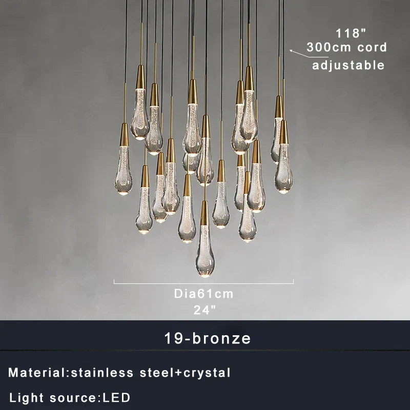 DecorBites™ Crystal Water-drop Ceiling Chandelier: Elegant Dining Table Lighting Fixture
