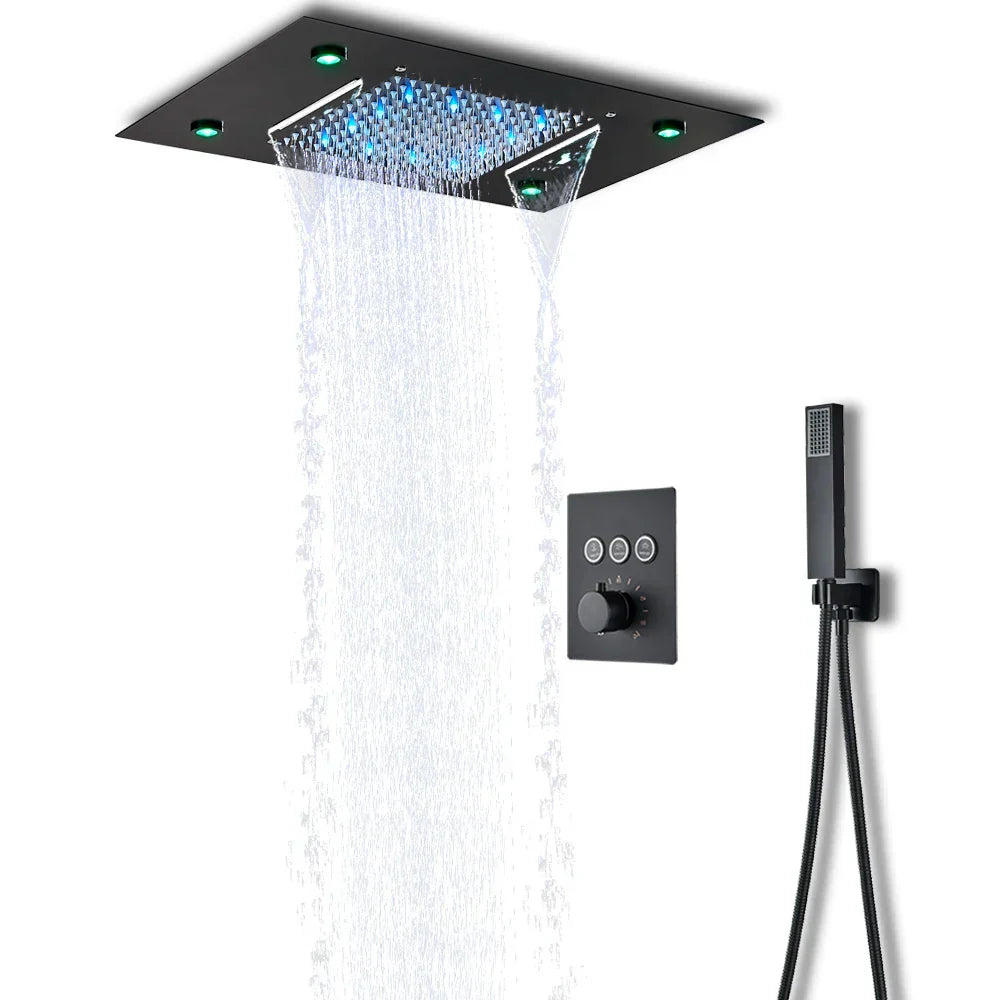 DecorBites™ LED Thermostatic Shower System with Remote Control and Ceiling Mount