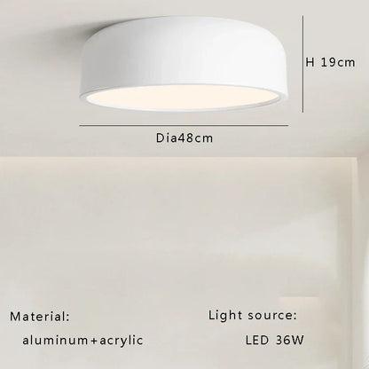 DecorBites™ Italian Minimalist Round LED Ceiling Lamp Black White Bedroom Light